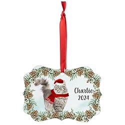 Blue Grey Siberian Cat Christmas Ornament 2024