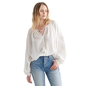 Lucky Brand Long Sleeve Cutwork Peasant Top dames Bloes