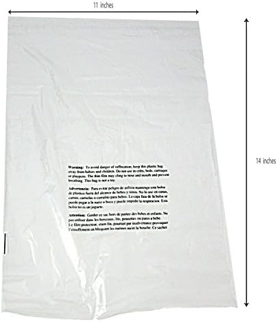 11 x 14 Self Sealing Clear Poly Bags Suffocation Warning Bags 1.5mil - 100, 500, or 1000 Bags (500 Bags)