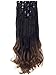 LELINTA 7Pcs 16 Clips 24 Inch Wavy Curly Full Head Clip in on Double Weft Hair Extensions Dark Brown To Ginger Brown