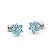 925 Sterling Silver Rhodium Plated Flower Sky Blue Cubic Zirconia Screwback Baby Girls Earrings