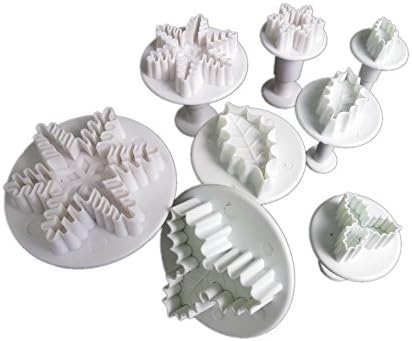 8 pcs Rose leaves&Holly leaves Cake Fondant Sugarcraft Cutter Plunger Cookies Decorating Tool