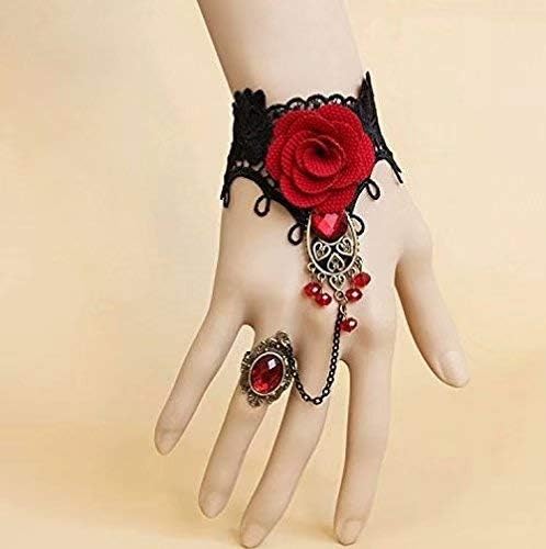 LINSUAN Lace Bracelet Retro Gothic Style Vampire Slave Bangle Fancy Hand Chain Costume