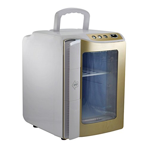 Click Here to See More Images YI HOME- 20L Car Refrigerator Single Door Mini Fridge Household Small Electronic Freezer Office Cooling Heating Champagne