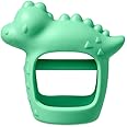 Itzy Ritzy Bitzy Grip Hand Teether - Silicone Teether for Babies - Developmental Teether Toy with Easy-to-Hold Hand Grip, Designed for Babies 3 Months & Up (Dinosaur)