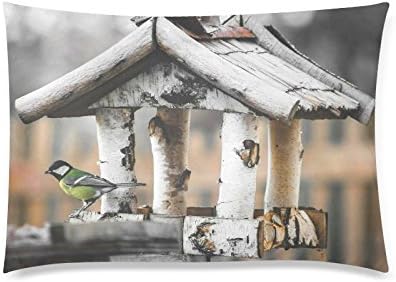 Bird and Bird House Zippered Cotton Rectangular Pillow Cover Pillowcase Decorative 20x30 Twin Sides