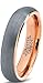 Tungsten Wedding Band Ring 5mm Men Women Comfort Fit 18k Rose Gold Plated Grey Dome Brushed Size 8.5