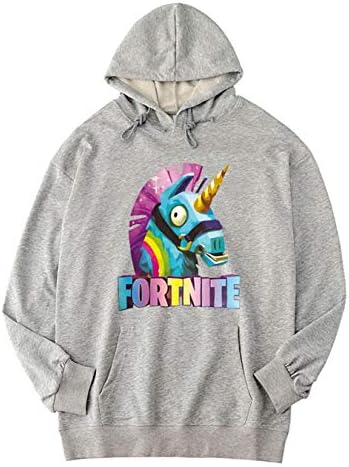 Fort-nite Kids Long-Sleeved T-Shirt with Hooded Pocket Children for Boys and Girl(6-13Years)