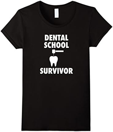 Women's Dental School Survivor T-Shirt - Dentist Graduation Gift DDS Medium Black