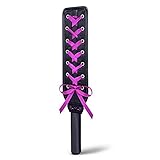 Fetish SM Leather Spanking Paddle with Purple Ribbon Bow Couples Bed Game Role Play Fancy Dress Up Cosplay