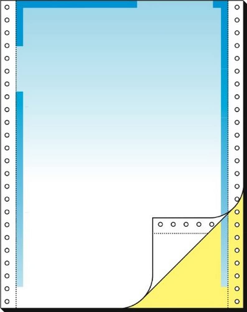 SIGEL 26246 Letter Listing Paper, 12" x 240 mm, pre-punched, microperforated, 2-part, 80/57 gsm, vp's, blue/yellow, blank, 500 sets