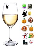 Halloween Wine Glass Charms - Magnetic Wine Glass Charms For Fall, Thanksgiving and Winter Set of 12