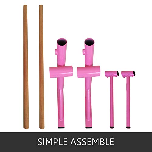 Popsport Ballet Bar 4 Feet Fitness Barre Ballet Barre Adjustable Double Freestanding Dancing Stretching Ballet for Home,Dance Barre, Fitness Ballet Bar(4FT,Double Pink)
