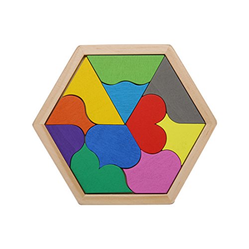 PlayMaty Colorful Wooden Tangram Puzzle Heart Shape Montessori Educational Toys For Children DIY Math Toy Jigsaw Puzzles Kids Intellectual Blocks Toy