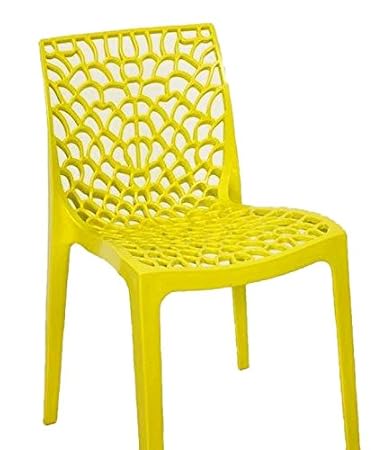 Dzyn Furnitures Web Chair Yellow, Plastic