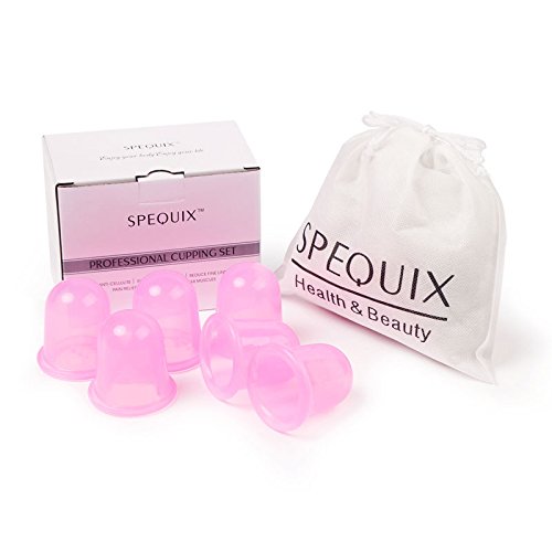 SPEQUIX 6-Pack Face & Body Massage Cupping Therapy Set Massage Cups for Home and Spa Use Pain Relief Pain Release Toxins Cellulite Treatment Reduce Lines Increase Collagen Production (Pink)