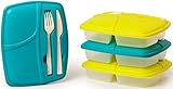 Reusable-Easy To Clean Lunch Kit Containers With Easy Knife and Fork Storage on Lid Included, Lunchbox for Adults and Kids - SET of 4!