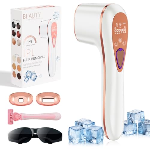 ofottofo IPL Laser Epilator with Cooling Function, 3 in 1 HR/RA/SC IPL Pulsed Light Epilator, 9 Energy Level Laser Hair Removal Home for Women and Men Face Body Bikini