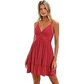 Summer Mini Short Beach Hawaiian Casual Flowy Spaghetti Strap V Neck Cami Dresses for Women 2025 Vacation