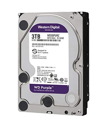 Western Digital 3TB WD Purple Surveillance Internal Hard Drive HDD - SATA 6 Gb/s, 64 MB Cache, 3.5" - WD30PURZ