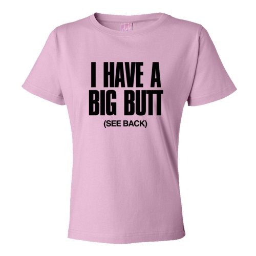 24TEE Womens Big Butt Announcement See Back For Details Fashion Tee Shirt - Pink (XXL)
