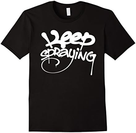 Mens Keep spraying white Tag Graffiti Shirt Small Black