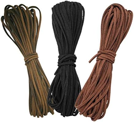 Amerisky Suede Cord, 10M Faux Suede String Craft Leather Cord Wire DIY Jewelry Bracelet Necklace Making Beading Thread (3 Color, Total 30M)