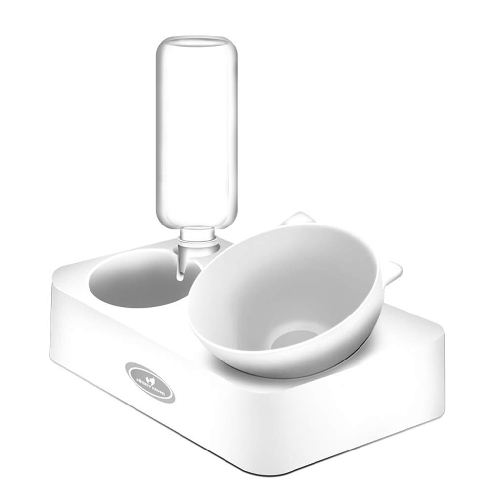 Homieco Pet Feeding Bowls Drinking Bowls, Double Pet Water Bowl, Food and Water Feeder Bowl for Dog Cat, Stainless Steel Pet Bowl + Bottle 600ML