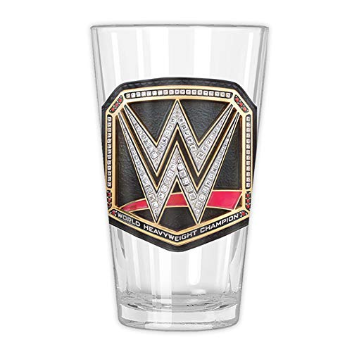 WWE WE120166B Heavyweight Champ Belt Pint Glass in Gift Box, 16-Ounce, Clear