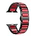 RABUZI Compatible Apple Watch Band 44mm/42mm,Hard Anodized 6000 Series Aluminum Red, Black Stainless Steel Metal Link Bracelet Strap Compatible Apple Watch Series 5/4/3/2/1