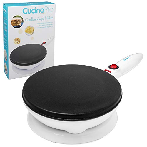Cordless Crepe Maker with Recipe Guide, Makes Large 7.5" Wide Crepes