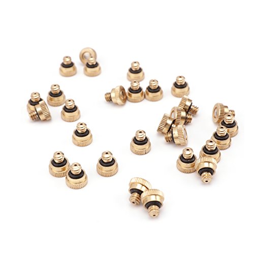 Greatstar 0.3 mm Brass Misting Nozzles for Garden Patio Lawn Landscaping Dust Control and Outdoor Cooling Mister System, 10/24 UNC (20pcs)