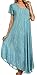 Sakkas 14802 - Faye Cap Sleeved Rayon Caftan Cover Up Dress - Turquoise - OS