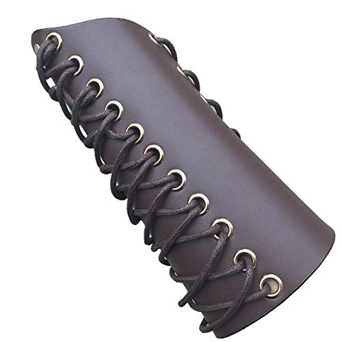 Chartsea Leather Shooting Arm Guard Archery Hunting Recurve Bow Hand Protection Glove (Brown) - Thumbnail 2
