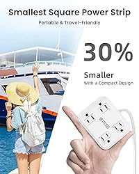 Power Strip with USB, TROND Flat Plug Extension