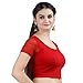 Chandrakala Women's Stretchable Readymade Lycra Red Indian Ethnic Saree Blouse Crop Top Choli-Small (B102RED)