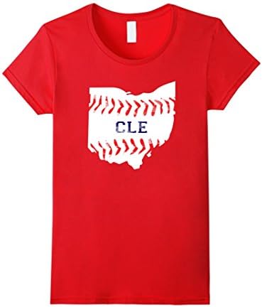 Womens Distressed Cleveland Baseball Shirt Cleveland Ohio T-Shirt Large Red