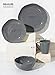 Le Tauci Single Dish Set 4 Piece Ceramic Dinnerware Set, Place Setting Service One Person, Steel Grey