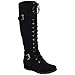 Generation Y Womens Boots Knee High Block Heels Lace Up Combat Buckle Strap Zipper Closure GY-WB-213