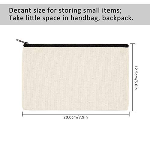 12 Pack Canvas Zipper Bags, Blank DIY Craft Pouches for Travel Cosmetic Makeup Bags, Pencil Case, Party Gift Bags, Coin Cash Purse