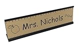 Teacher Office Desk Name Plate or Door Sign with or w/o holder - Free Engraving - Great Gift for School Teacher! (With Black Desk Holder)