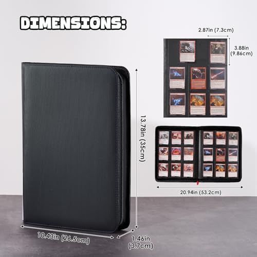 ProCase 2 Pack 360 Pockets Trading Card Binder, Collection Binder for Sports Cards with Clear Window, 3.88"x2.72" Card Holder for TCG, MTG, YuGiOh with Slip-in Labels -2Black