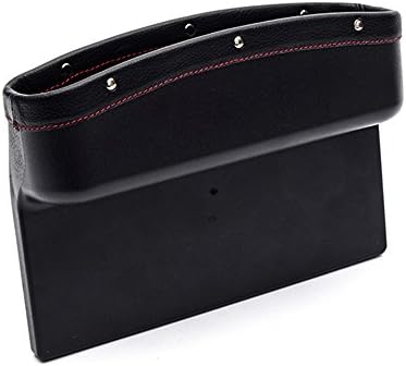 Universal Car Seat Side Gap Filler, Seat Crevice slit Pockets, Seat Side Drop Catcher Tray, PU Leather Leak-Proof Storage Box Organizer (black)