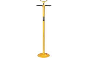 YELLOW JACKET Underhoist Support Stand 3/4 Ton Capacity Lifting from 52.8" to 76", 12 Inch Diameter Base, Bearing Mounted Spin Handle, Contoured Saddle Supports Vehicle Components, Self-Locking Screw