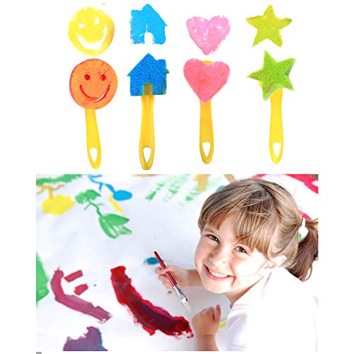 YZNlife 30 Pieces Kids Painting Brushes Sponge Drawing Set with Paint Bowls, Sponge Foam Brushes and Waterproof Apron for Children Doodle, Sharing Paints,Early Learning DIY Art Craft - Thumbnail 6