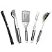 New Stainless Steel BBQ Grill Tools Set - 5 Piece Grilling Tool Accessories Barbecue Kit W/Carry Bag and Silicone BBQ Mat