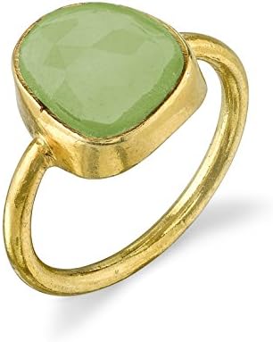 London Manori Raw Peridot Ring 14 Karat Gold Vermeil