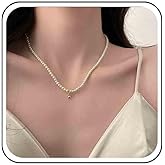 Ximdble Vintage Pearl Choker Necklace Ball Pendant Necklace Boho Pearl Necklace Pearl Chain Necklace Jewelry for Women