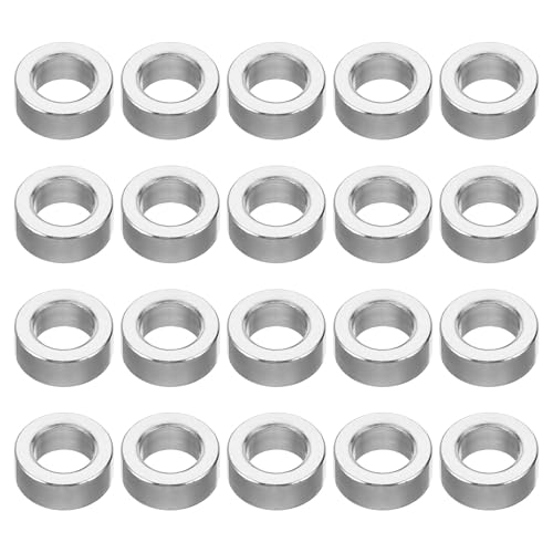 TA-VIGOR 20Pcs M6 Aluminum Spacer, 6.2mm ID x 10mm OD x 4mm Length Metal Round Standoff Bushing Plain Finish Spacer for Mechanical and DIY Projects for M6 Screws Bolts and Rods