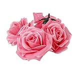 Tinksky 20pcs Artificial Curving Brim Rose Flower Craft Home Wedding Party Decoration Pink